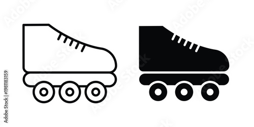 Roller skates icon clip art collection. Editable stroke icons