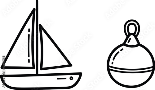 Sailboat and buoy scrapbook elements for nautical travel journals