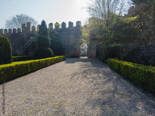 Exploring Este Castle grounds in Padua, Italy during a clear day in spring
