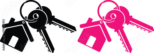 Dual chainsaw figures a bold pink and black illustration