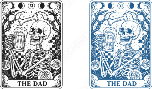 Unique father's day gift ideas 'the dad' skeleton tarot cards a spooky humorous celebration