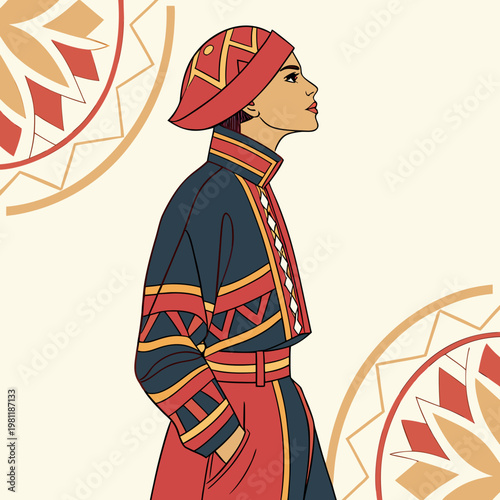 A man wearing a traditional tatar costume