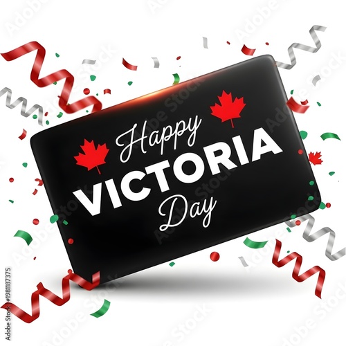 Happy canada day victoria day celebration festive card with maple leaves confetti