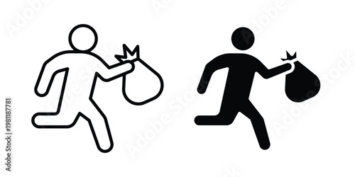 Thief icon clip art collection. Editable stroke icons