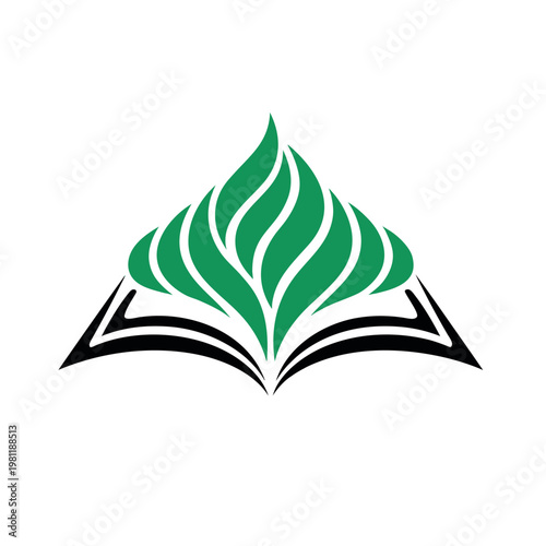 Book Transforming Into Green Leaf Mountain Landscape Illustration