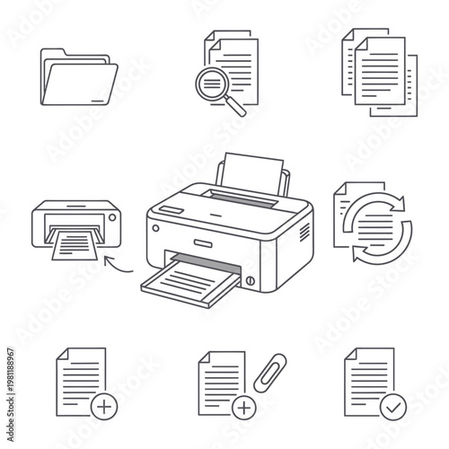 Document management and printing process icons