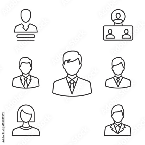 Business people avatars outline icons set