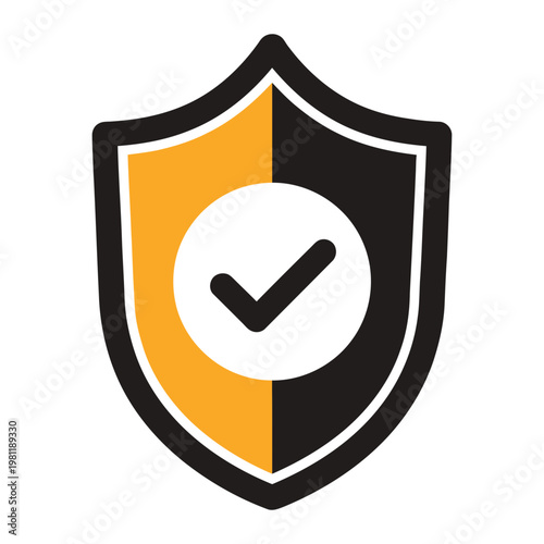 Security shield with checkmark icon symbol