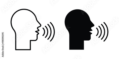 Voice recognition icon clip art collection. Editable stroke icons