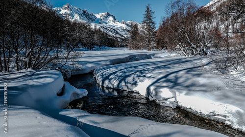 Snowshoeing in the Clarée valley in winter - France