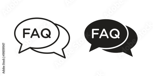 FAQs icon for mobile application, button and website design.