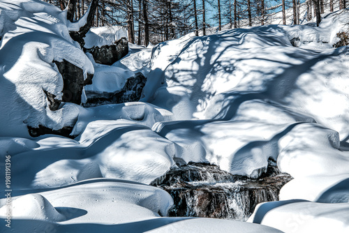 Snowshoeing in the Clarée valley in winter - France