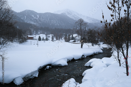 Snowshoeing in the Clarée valley in winter - France