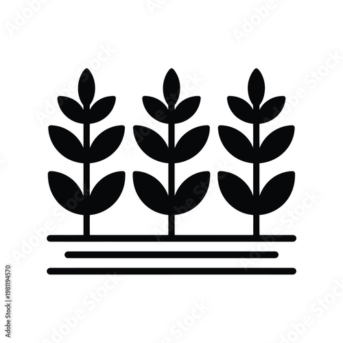 Farm crop growth agriculture business icon black silhouette representing farming progress rural economy and crop development isolated design