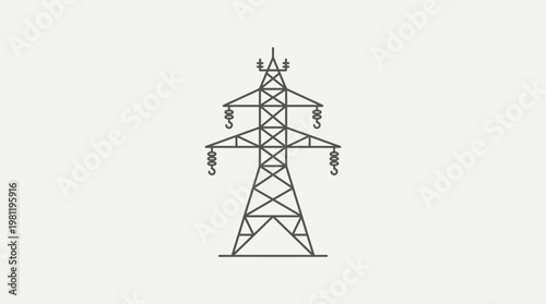 A minimalist line icon of an electrical transmission tower (power line tower).