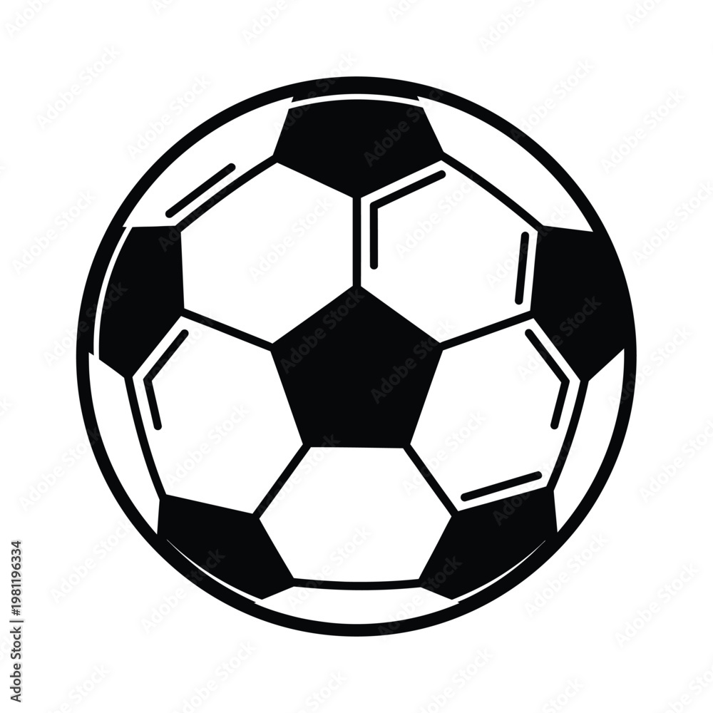 Fototapeta premium A simple black and white illustration depicts a classic soccer ball with pentagonal and hexagonal panels high quality professional detailed modern