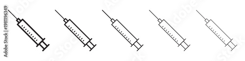 Syringe icon vector Graphics. Black thin lines icons.