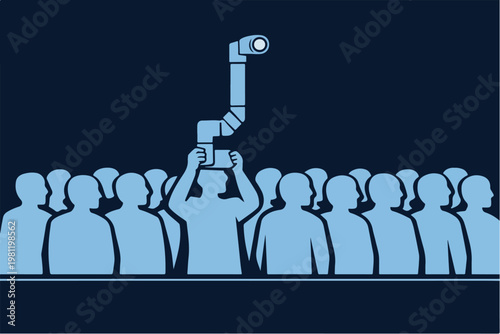 Competitive Intelligence Concept with Analyst Using Periscope in Crowd to Gain Market Insight Advantage Illustration