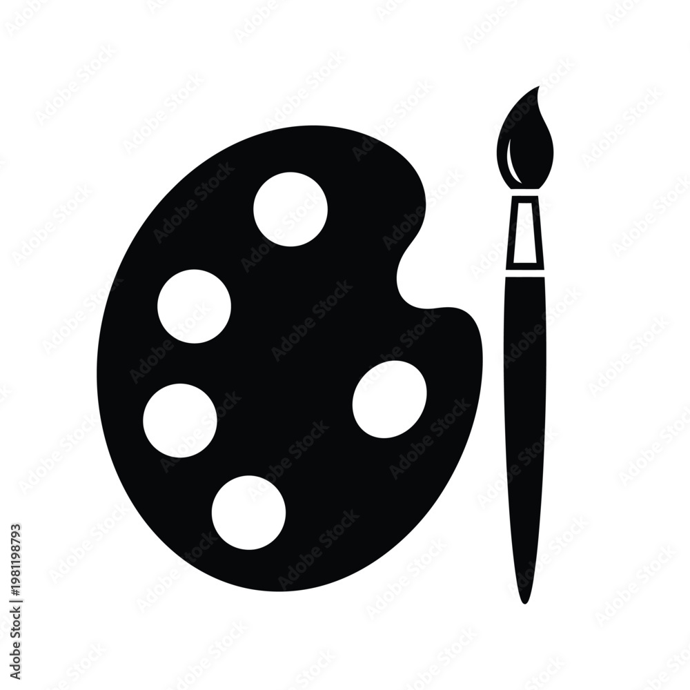 Ταπετσαρία A simple black and white illustration depicts a painter s palette with several w