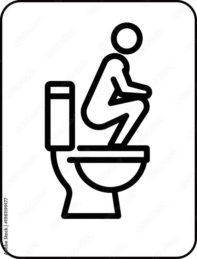 Ταπετσαρία Restroom icon of a person squatting on a toilet seat