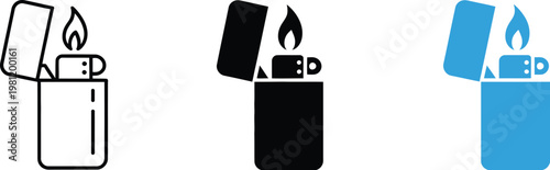 Gasoline lighter icon fuel ignition device flame spark fire start concept flammable pocket lighter symbol design