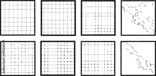 Floor plans for a compact residential apartment with varied layouts Vector