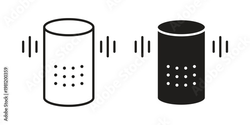 Smart speaker icon in black stroke eps vector graphic