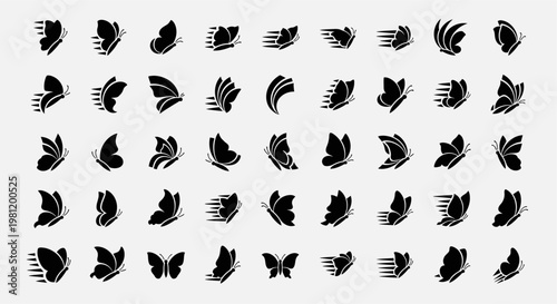 Collection of various black feather icons.