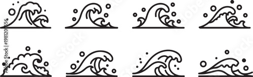A collection of simple line drawings of a snail with varying patterns and poses Vector