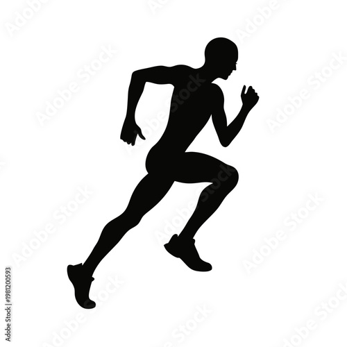 Running Man Silhouette, Athletic Vector Icon, Fitness Illustration, Sports Graphic