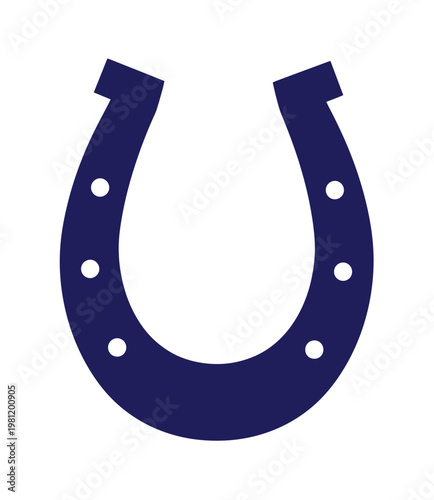 幸運を呼ぶ馬蹄のベクターイラスト、濃い青色の蹄鉄アイコン、成功と繁栄を象徴するグラフィック素材、ウェブサイトやデザインプロジェクトに最適な縁起物シンボル