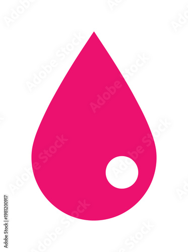 鮮やかなマゼンタ色の水滴アイコン、シンプルでモダンな液体シンボル、インクや血液を連想させるグラフィック要素、ウェブサイトやアプリデザインに最適なベクター素材