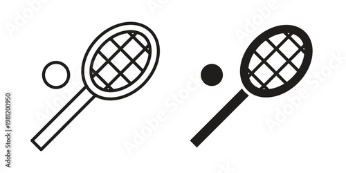 Tennis icon in black stroke eps vector graphic