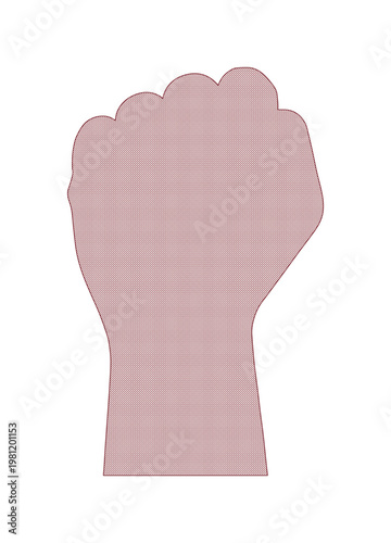 力強い握りこぶしのシンプルなベクターイラスト、決意と強さを表現するミニマルなデザイン、ビジネスや社会問題の視覚的表現に最適なグラフィック素材