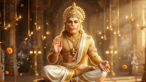 Hanuman Ji temple blessing meditation divine wallpaper.