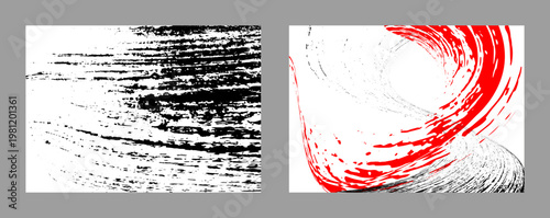 Light black and red strokes of paint on a white background.