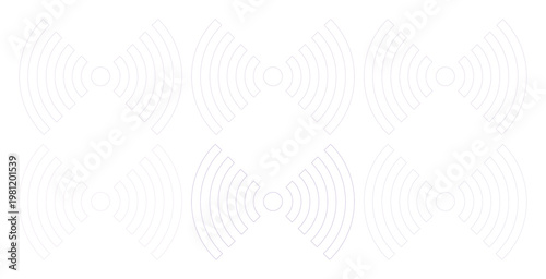 ミニマルなWi-Fi信号アイコンセット、無線通信とネットワーク接続を示すシンプルなベクターイラスト、テクノロジー関連のウェブサイトやアプリデザインに最適