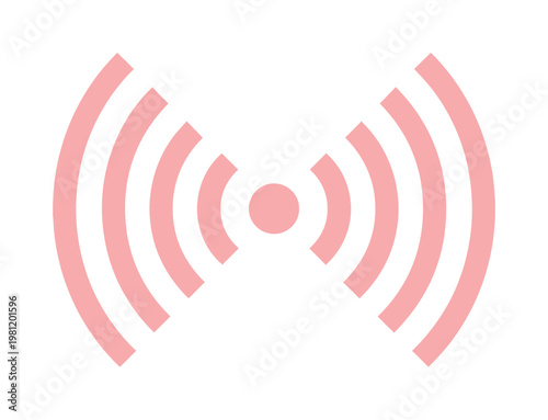 ピンク色の電波アイコン、シンプルでモダンな無線通信と信号のシンボル、Wi-Fiやホットスポットを示すベクターグラフィック素材