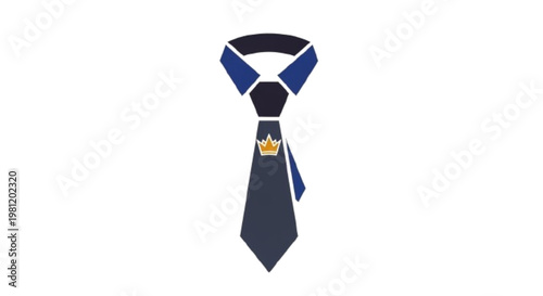 Father’s Day logo design with tie and crown vector illustration, modern clean style, white background