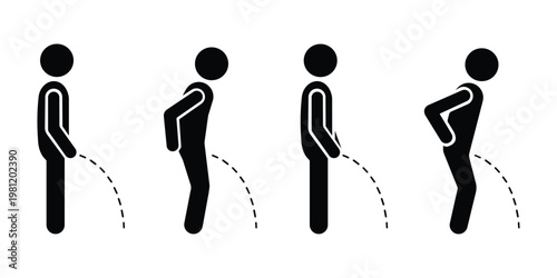 No Peeing Warning Icon Vector – Public Urination Prohibition Sign, Black Outline Toilet Symbol for Website and Mobile App Dark Mode, Isolated on White Background