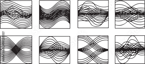Visualization of mathematical functions and complex curves in grid patterns Vector