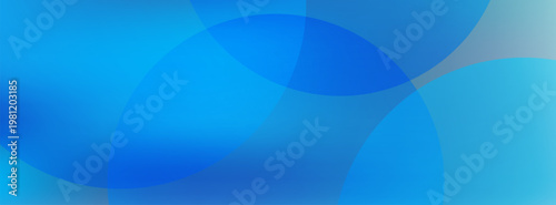 Modern vector banner with a blue and cyan mesh gradient and overlapping translucent circles. Abstract geometric bubble design for tech and business.