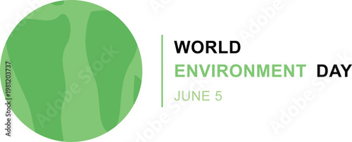 World Environment Day banner with green globe icon, June 5 ecological celebration vector, minimalist nature conservation graphic for social media