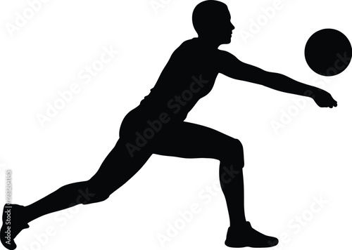Silhouette of a volleyball player bumping a ball