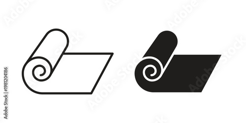 Yoga mat icon in black stroke eps vector graphic