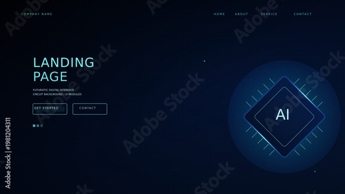 AI landing page vector illustration with flat design