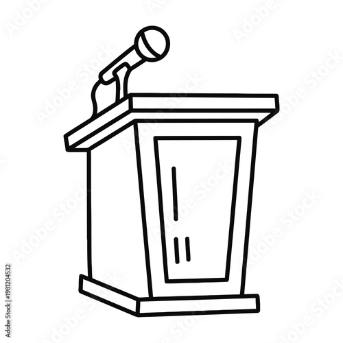 Podium with Microphone Stand for Public Speaking and Conference Presentations Black White Icon