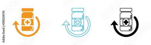 Pharmaceutical recycling symbols medicine bottle and pill bottle return