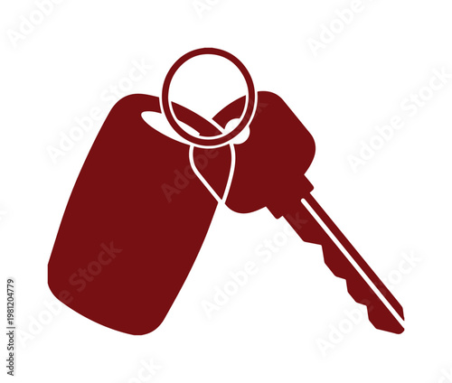 家や車の鍵、キーホルダー付きのシンプルなベクターアイコン。セキュリティ、アクセス、不動産、レンタカービジネスの概念に最適な、単色のフラットなイラスト素材。