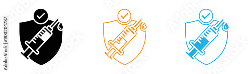 Cybersecurity shield with syringe protecting data and systems from digital threats